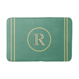 Elegantes einfaches, raffiniertes Green-Gold-Monog Badematte