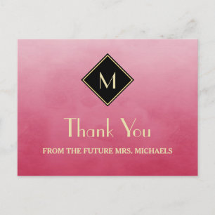 Elegantes einfaches Rosa mit Gold Monogram Vielen  Postkarte