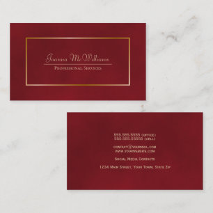 Elegantes Einfaches Rot & Gold Beruflich Visitenkarte