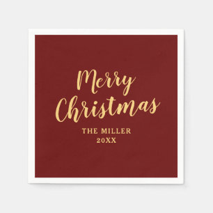 Elegantes einfaches rotes Frohe Weihnachten  Serviette