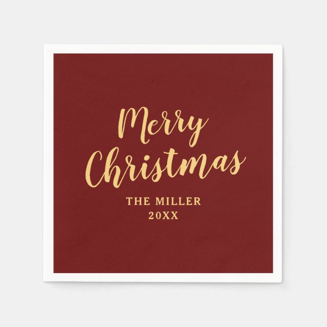 Elegantes einfaches rotes Frohe Weihnachten  Serviette (Vorderseite)