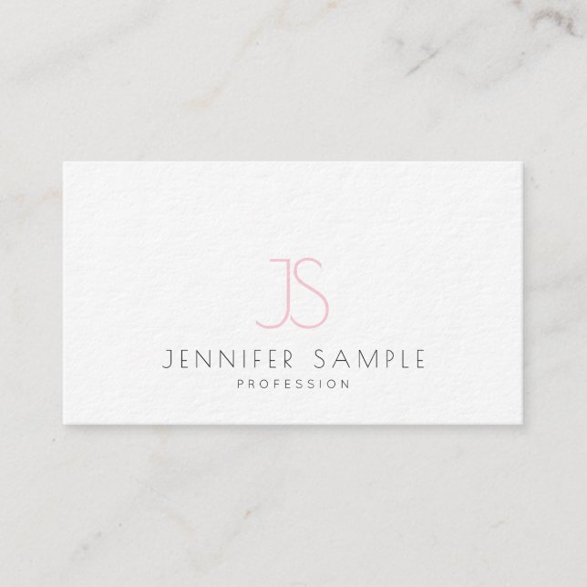 Elegantes einfaches schlichtes rosa mit Monogramm Visitenkarte (Vorderseite)
