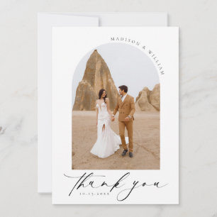 Elegantes einfaches Schwarz-Weiß-HochzeitsFoto Dankeskarte