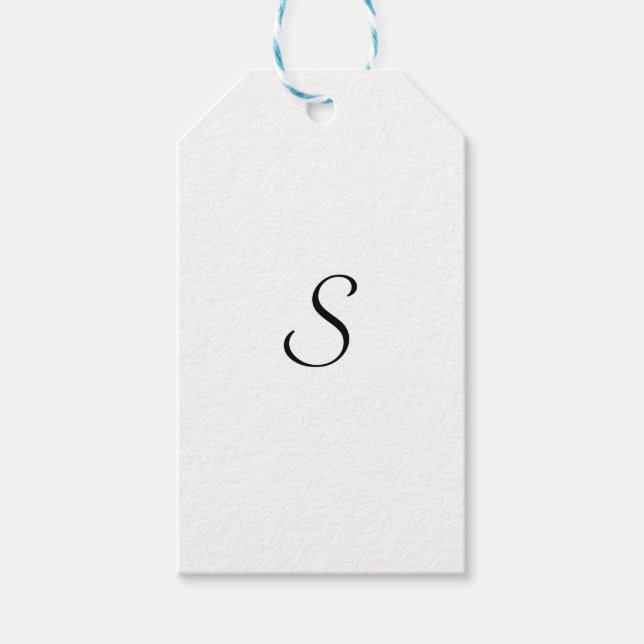 Elegantes einfaches Schwarz-Weiß-Monogramm Geschenkanhänger (Vorderseite)