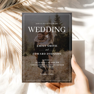 Elegantes Einfaches Schwarz-weißes Foto Hochzeit Einladung