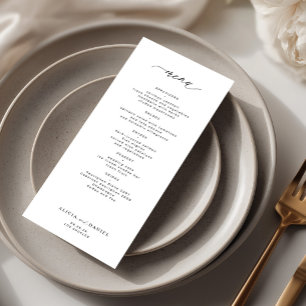 Elegantes einfaches, schwarz-weißes Hochzeitsmenü Menükarte