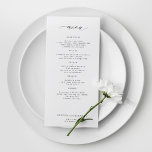 Elegantes einfaches, schwarz-weißes Hochzeitsmenü Menükarte<br><div class="desc">Einfache weiße trendy minimalistische Typografie Text Template Hochzeitsmenü Karte.</div>