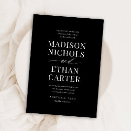 Elegantes einfaches Script Black Budget Hochzeit Einladung