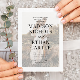 Elegantes einfaches Script Calligraphy Foto Weddin Einladung