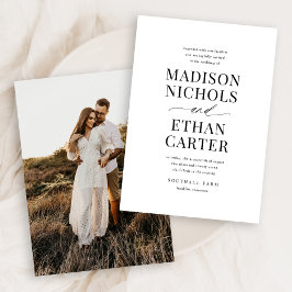 Elegantes Einfaches Script-Kalligrafie-Foto Hochze Einladung