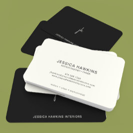 Elegantes einfaches Script Monogram Black Noir Visitenkarte