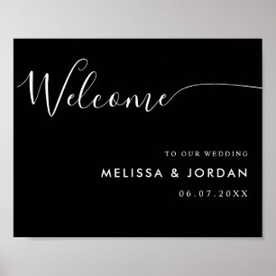 Elegantes einfaches Script-Wedding-Begrüßungszeich Poster