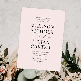 Elegantes einfaches Skript Blush Pink Budget Hochz Einladung