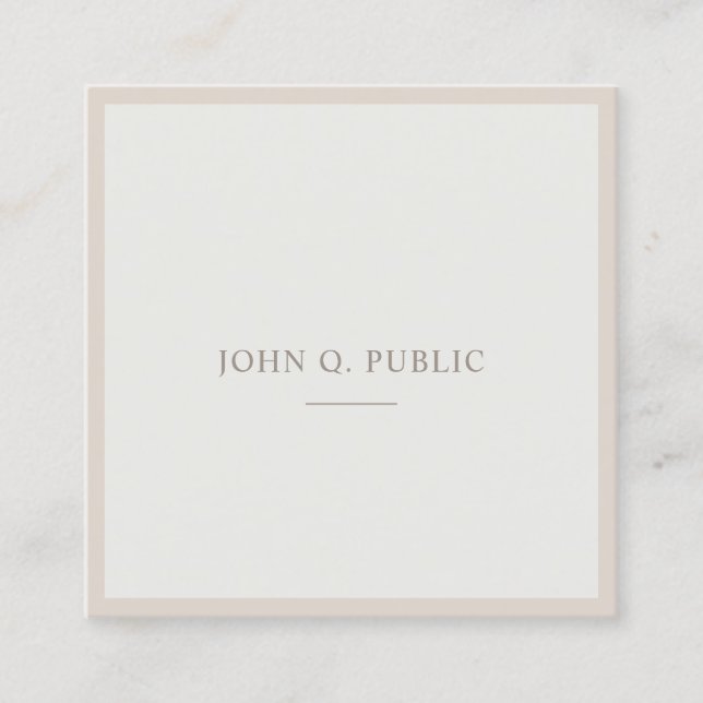 Elegantes einfaches Template braun grün Beruflich Quadratische Visitenkarte (Vorderseite)