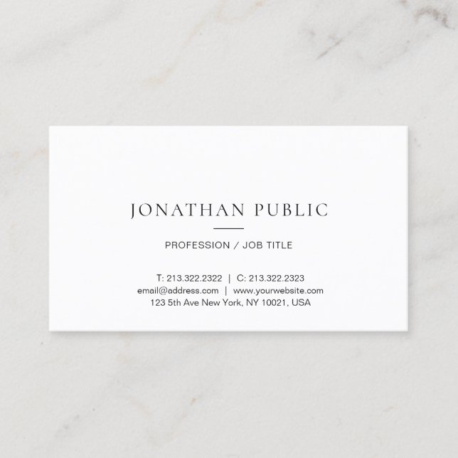 Elegantes einfaches Template Modernes Minimalistis Visitenkarte (Vorderseite)