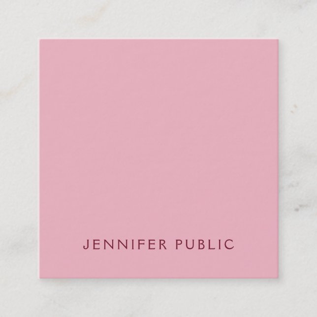 Elegantes einfaches Template Pale Pink Luxury Mode Quadratische Visitenkarte (Vorderseite)