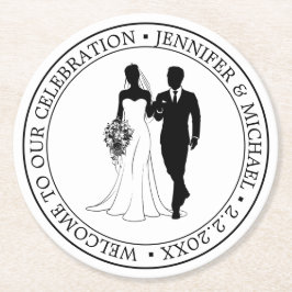 elegantes, einfaches Typografie-Ehepaar Runder Pappuntersetzer