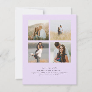 Elegantes Einfaches und Niedliches Vier-Foto Save  The Date