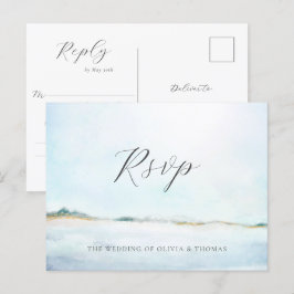 Elegantes einfaches Wasser Strand Hochzeit UAWG Einladungspostkarte