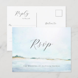 Elegantes einfaches Wasser Strand Hochzeit UAWG Einladungspostkarte