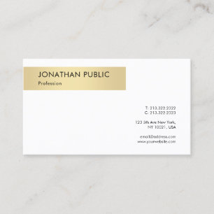 Elegantes einfaches, weißes Template aus Gold Mode Visitenkarte