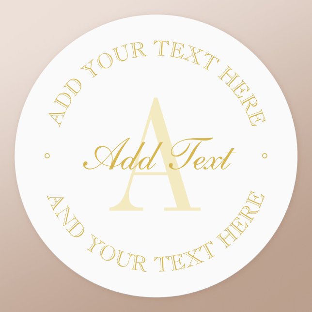 Elegantes einfaches White & Gold Monogram wasserdi Etiketten (Von Creator hochgeladen)