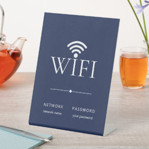 Elegantes einfaches WLAN-Netzwerk-Passwort in Navy Sockelschild