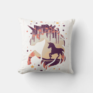 Elegantes Einicorn Lila Mythisches Fantasiepferd Kissen