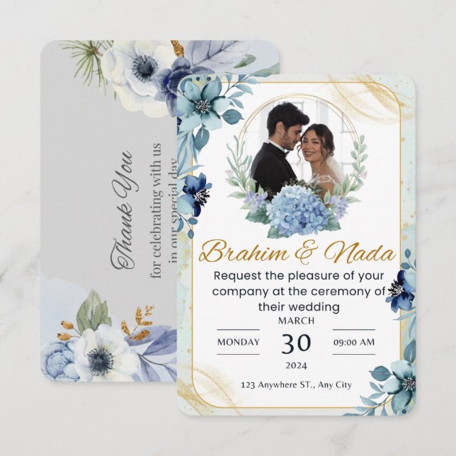 Elegantes Einladungs-Design für Hochzeiten Einladung (Vorne/Hinten)