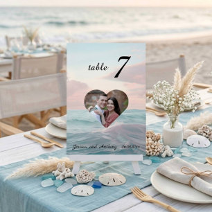 Elegantes einzigartiges Beach Foto Hochzeit Tischn Tischnummer