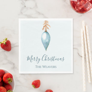 Elegantes Einzigartiges Blaues Aquarell Weihnachte Serviette