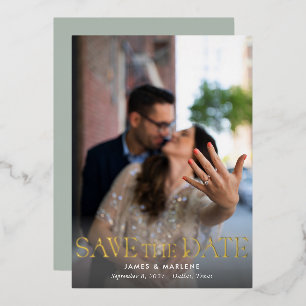 Elegantes einzigartiges Typografie-Foto Hochzeit Folieneinladung