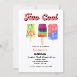Elegantes Eis Pop zwei coole Geburtstagsparty Einladung