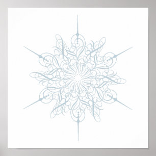 Elegantes Eisblau-Schneeflocken-Weihnachten mit Or Poster