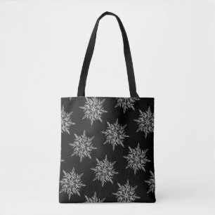 Elegantes Eiskristall-Muster auf schwarz Tasche