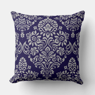 Elegantes elegantes Damask-Muster auf Royal Blue Kissen