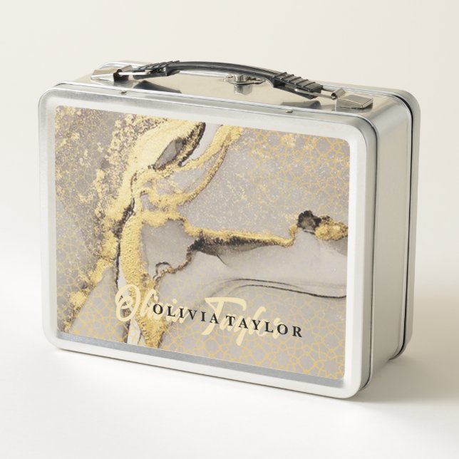 Elegantes elegantes Goldbad Metall Brotdose (Rückseite)