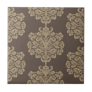 Elegantes elegantes goldfarbenes Damastmuster Fliese