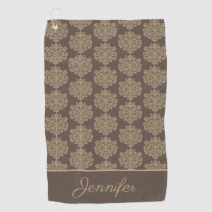 Elegantes elegantes goldfarbenes Damastmuster Golfhandtuch