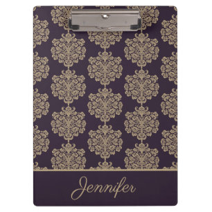 Elegantes elegantes goldfarbenes Damastmuster Klemmbrett