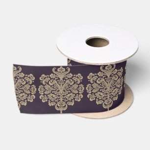 Elegantes elegantes goldfarbenes Damastmuster Satinband
