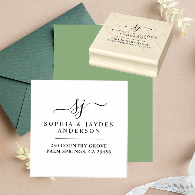 Elegantes elegantes Hochzeitsmonogramm Gummistempel (Von Creator hochgeladen)