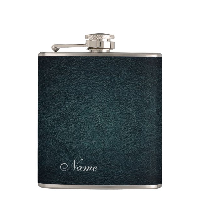 Elegantes, elegantes Lederlook personalisiert Flachmann (Vorderseite)