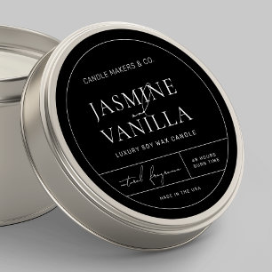Elegantes, elegantes, schwarzes Tin Lid Candle Lab Runder Aufkleber