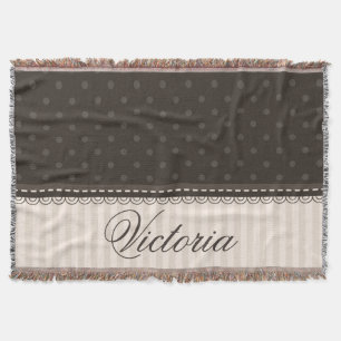 Elegantes Elfenbein-fertigen beige Brown-Tupfen Decke
