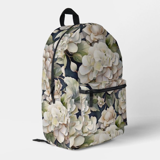 Elegantes Elfenbein, rosa grüne Marine, Aquarellbl Bedruckter Rucksack (Rückseitige Ecke links)