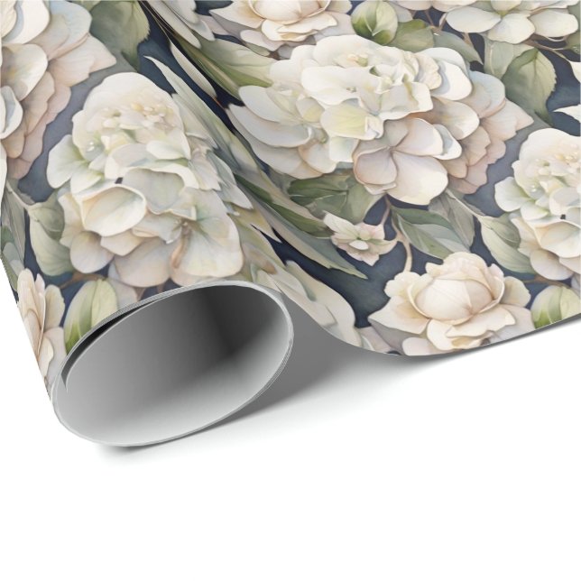 Elegantes Elfenbein, rosa grüne Marine, Aquarellbl Geschenkpapier (Rolleneckpunkt)