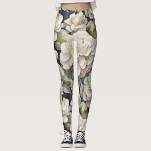 Elegantes Elfenbein, rosa grüne Marine, Aquarellbl Leggings