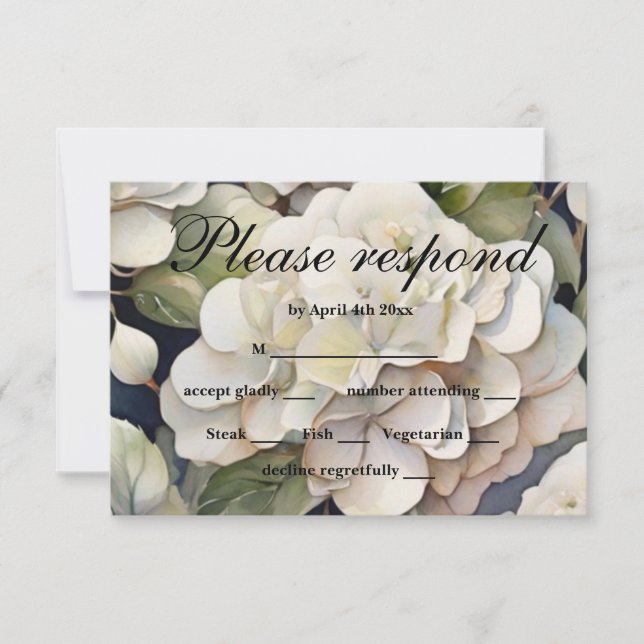 Elegantes Elfenbein, rosa grüne Marine, Aquarellbl RSVP Karte (Vorderseite)