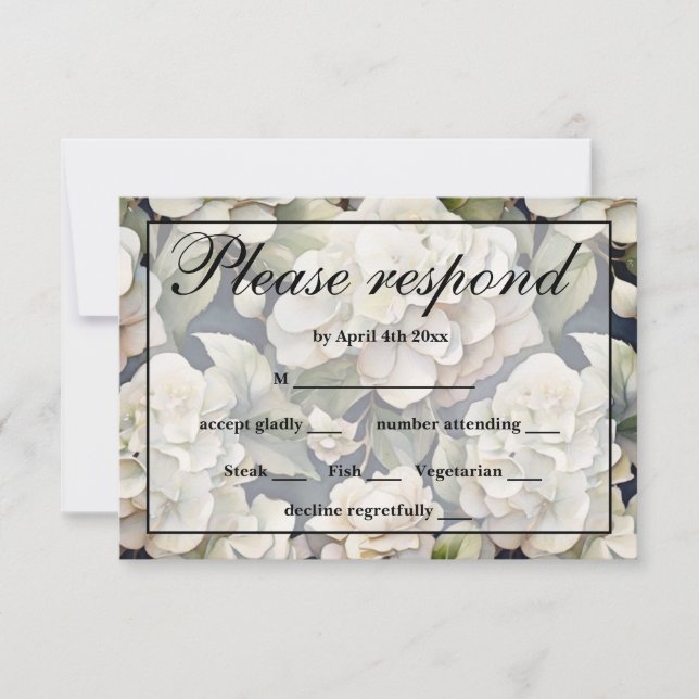 Elegantes Elfenbein, rosa grüne Marine, Aquarellbl RSVP Karte (Vorderseite)